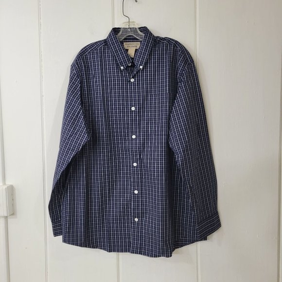 Duluth Trading Co Wrinklefighter Blue Plaid Button Down Shirt Men's Large - Picture 5 of 5
